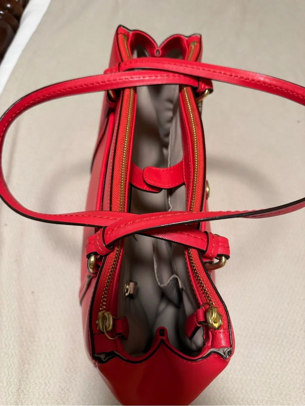 Coach 23569 Red Leather Multi Compartment Tote Shoulder Bag